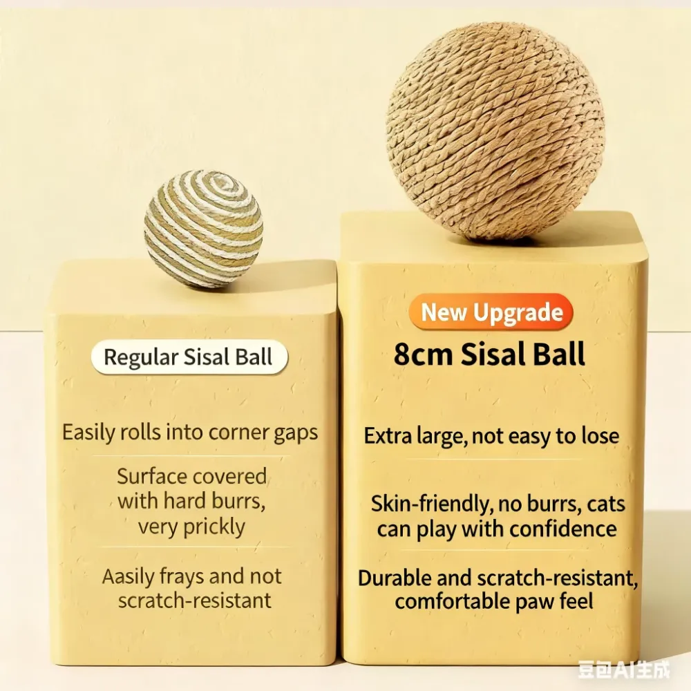 Sisal Ball Pet Cat Toy Ball Cat Large Size Chewing Toy Scratch-Resistant Bite-Relieving Boredom Teasing Cat Supplies Mainan Kucing