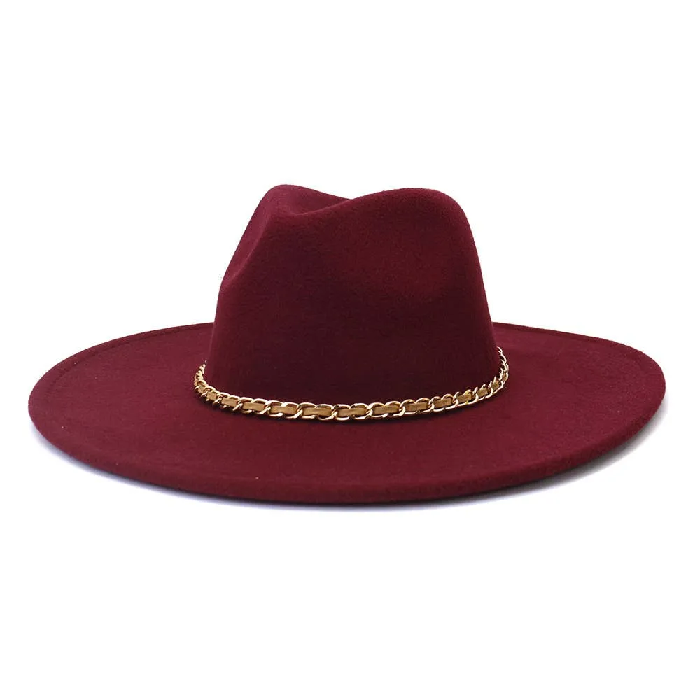 Camel Chain Big Brim Peach Heart Top Hat