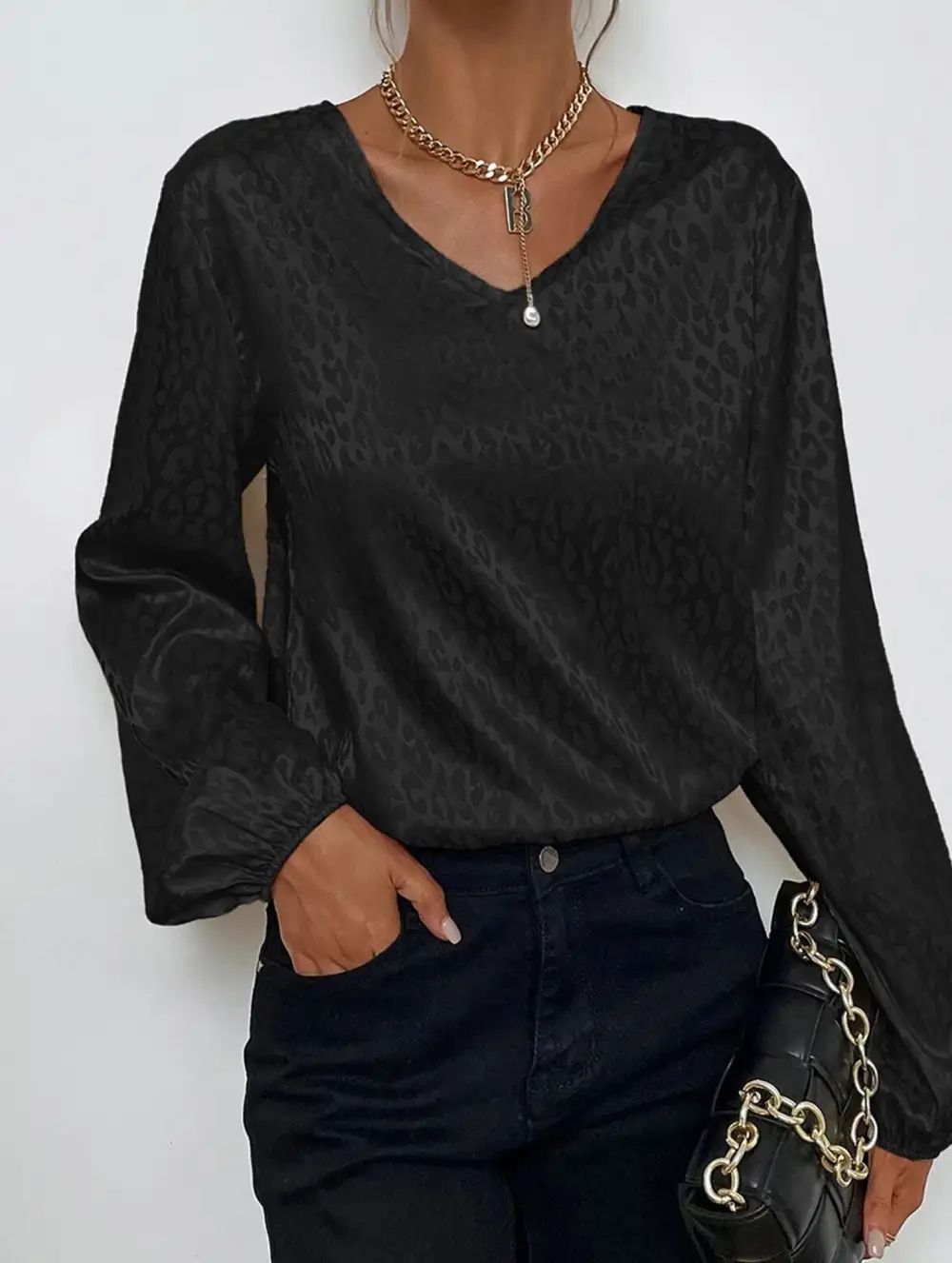Leopard Print V Neck Top