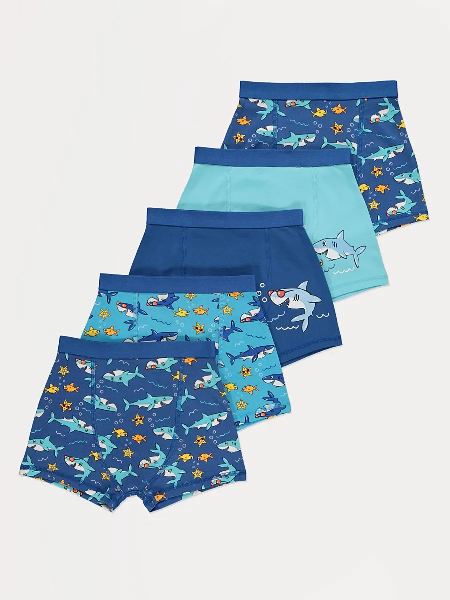 Blue Shark Trunks 5 Pack