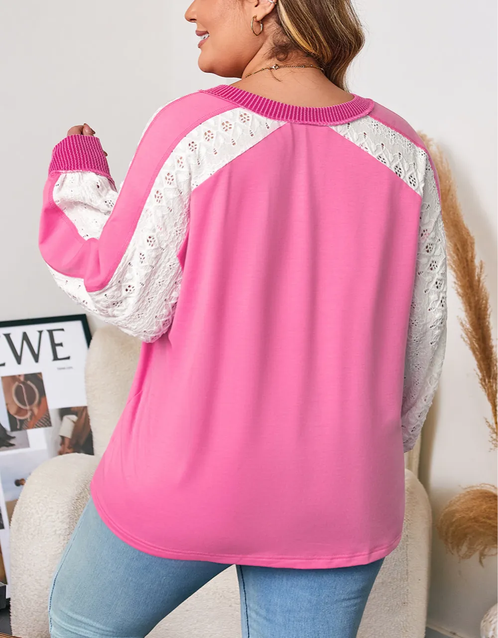 Women's Striped Lace Corded Top