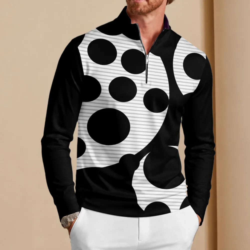 Refined Lightweight Colorblock Long Sleeve Golf Shirt