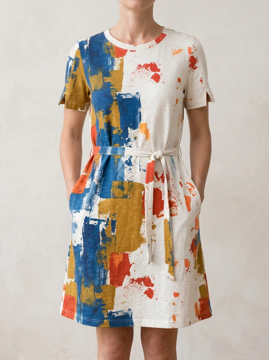 Women's Abstract Art Pattern Multi-color Printed Dress