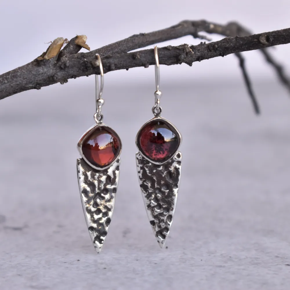 Shield Garnet Earrings