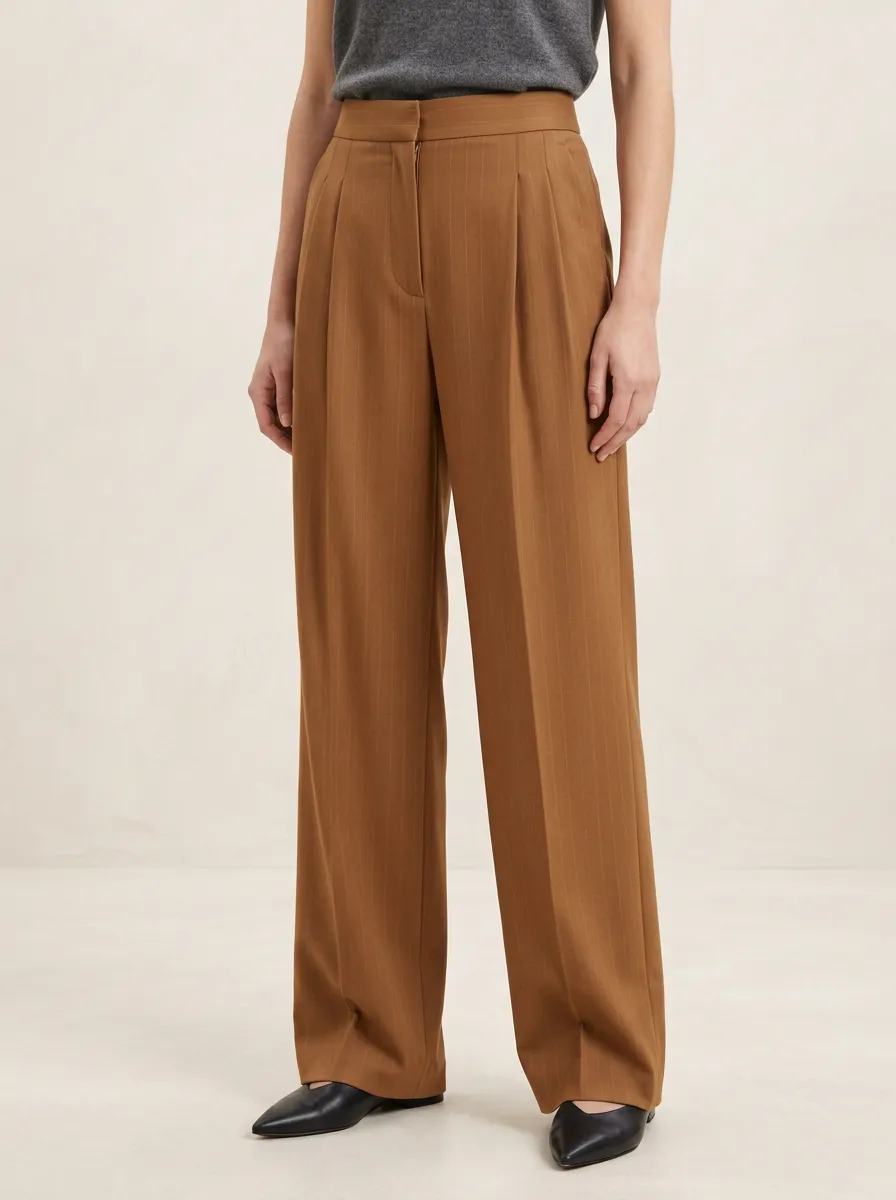 Everyday Pinstripe High Rise Wide Leg Trousers