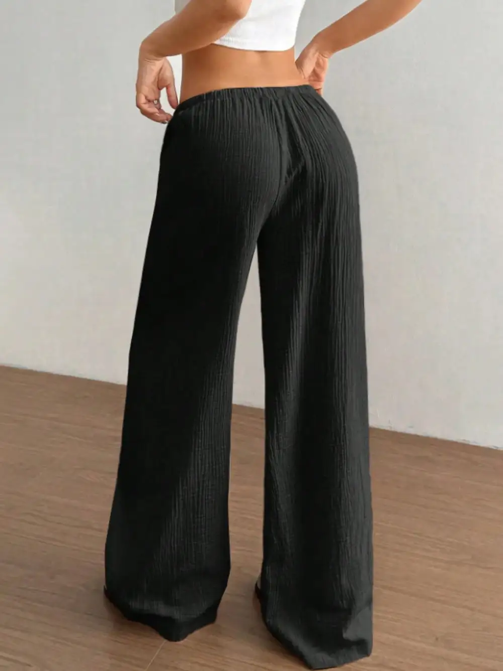Polished Wide Leg Drawstring Pants
