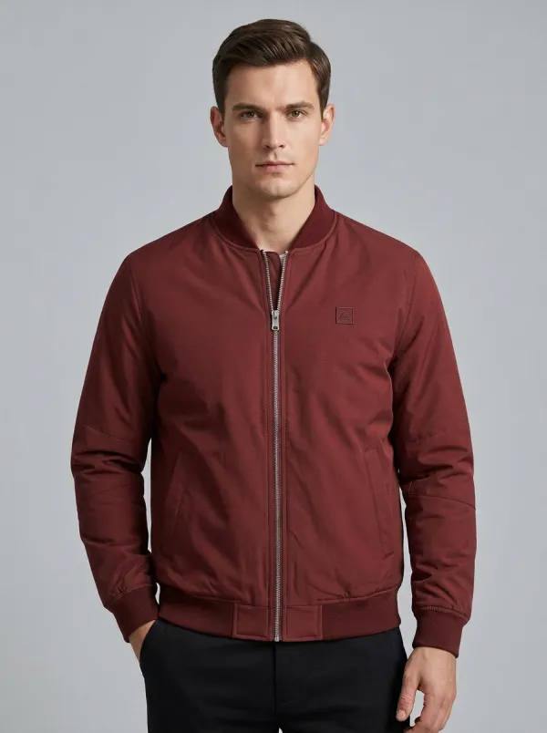 Men's Casual Olive Green Minimalist Zip-up Bomber Jacket