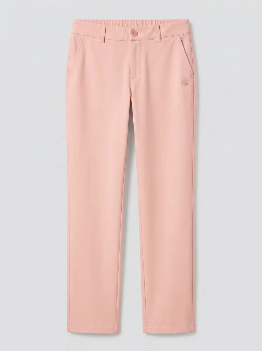 Women's Streamlined Everyday Leaf Embroidered Mid Rise Straight Leg Pants