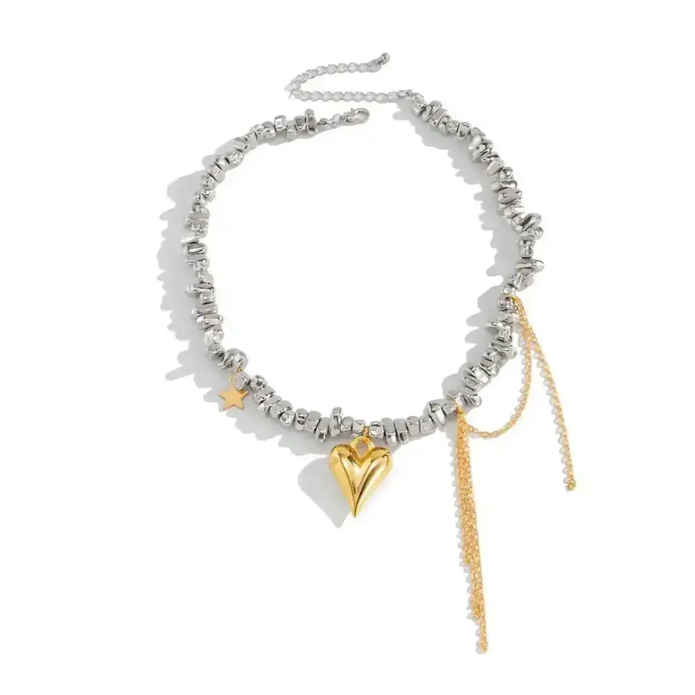 Pleated Heart Necklace