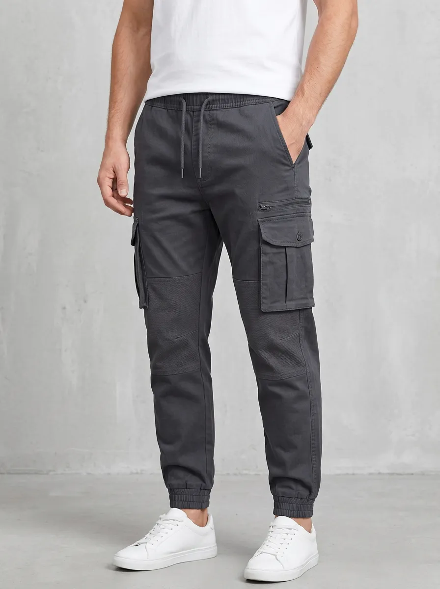 Contemporary Graphic Print Utility Look Men's Cargo Jogger Pants