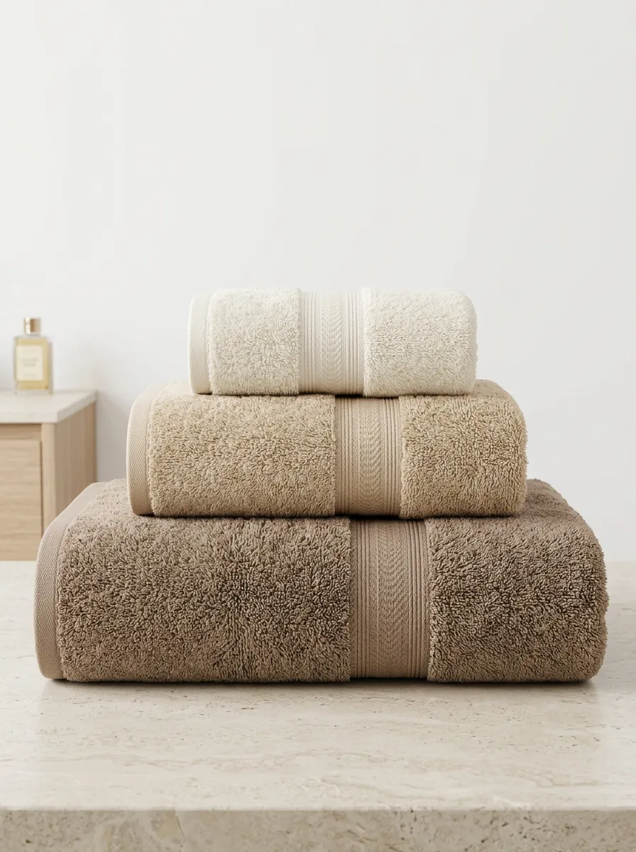 Home-Ready Textured Cotton Three-Piece Towel Set