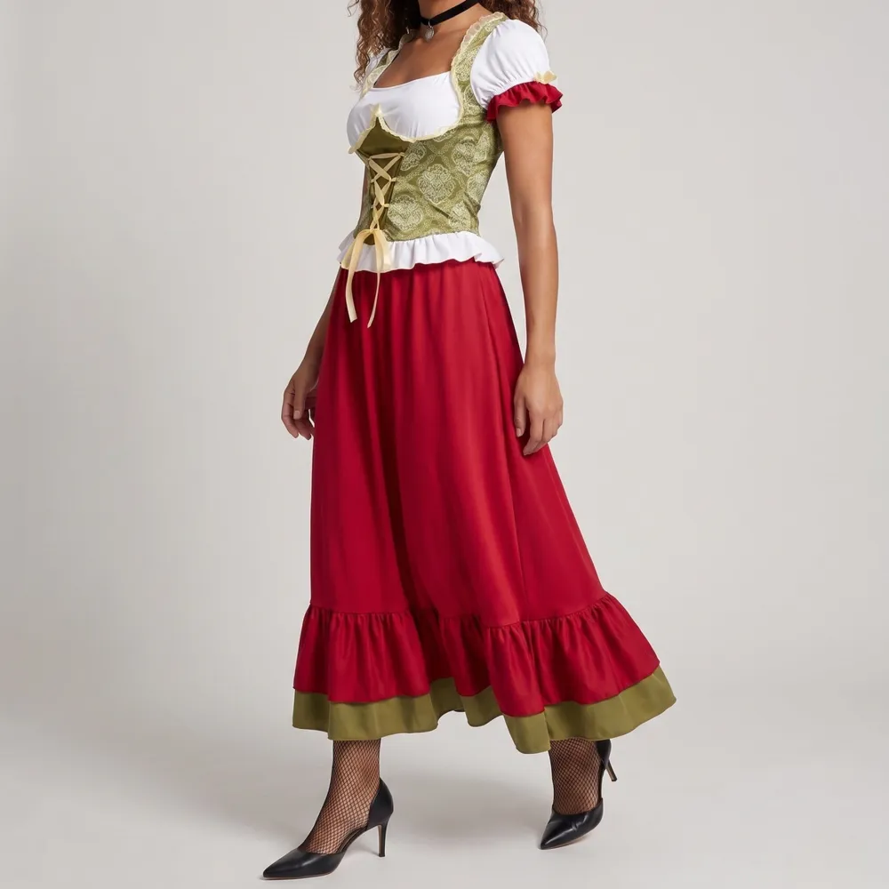 Women's Embroidered Dirndl-Inspired Dress