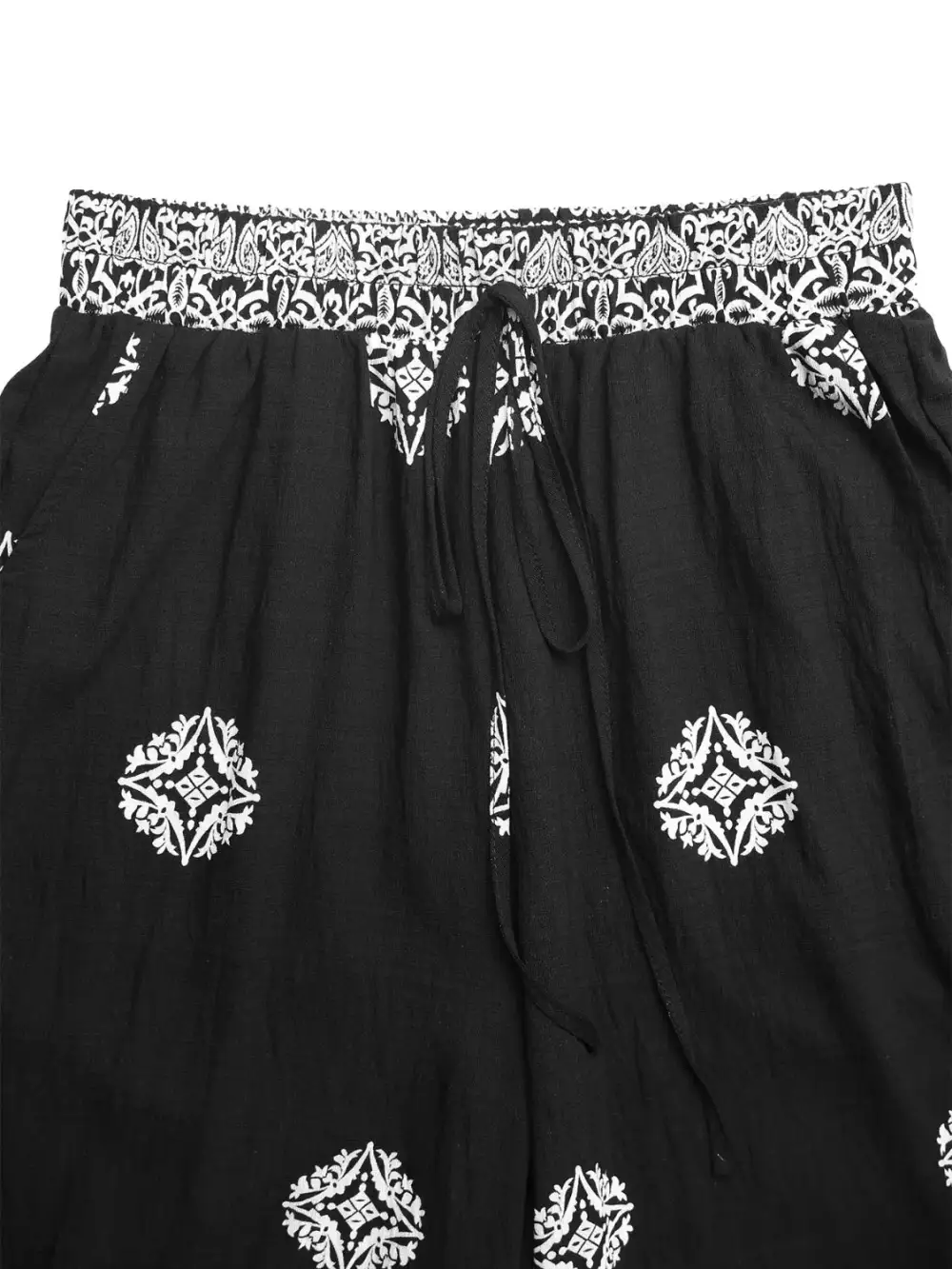 Relaxed Boho Print Wide Leg Pants