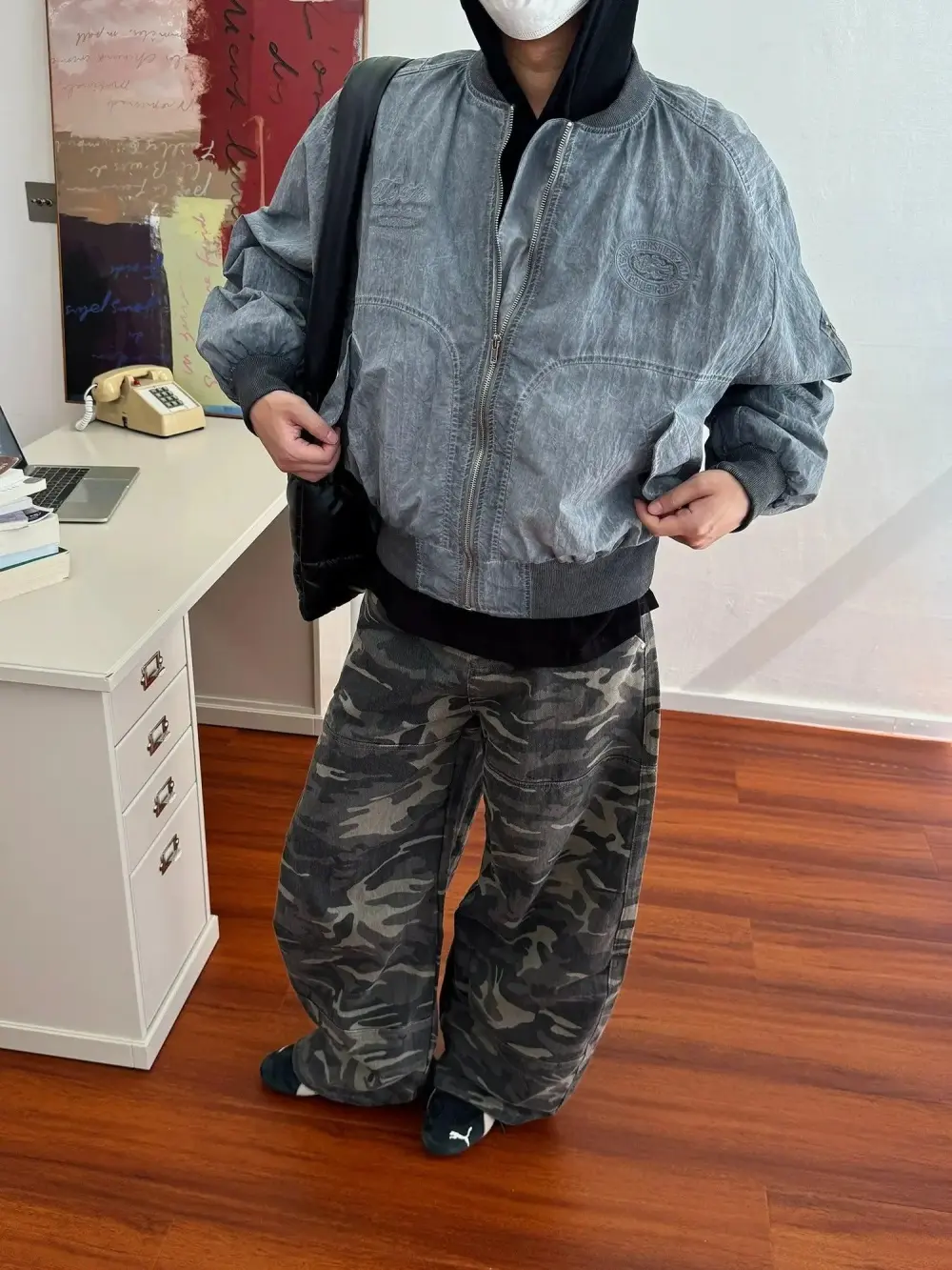 Camouflage Pattern Loose Fit Jeans
