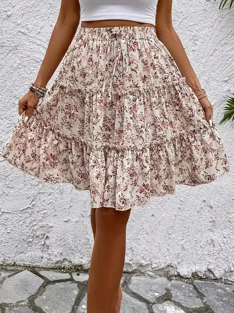 Floral A-Line Bohemian Skirt