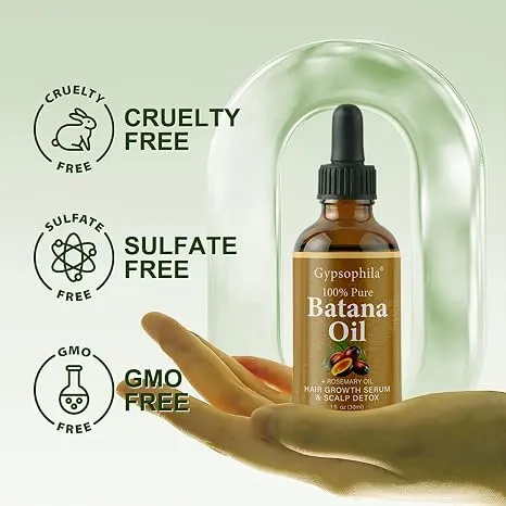 Batana Oil for Hair Growth -100% Pure Natural Hair Growth Oil,Nourishes The Scalp, Eliminates Split Ends, Reduce Hair Loss & Detox Your Scalp (1 Fl Oz) for All Hair Types