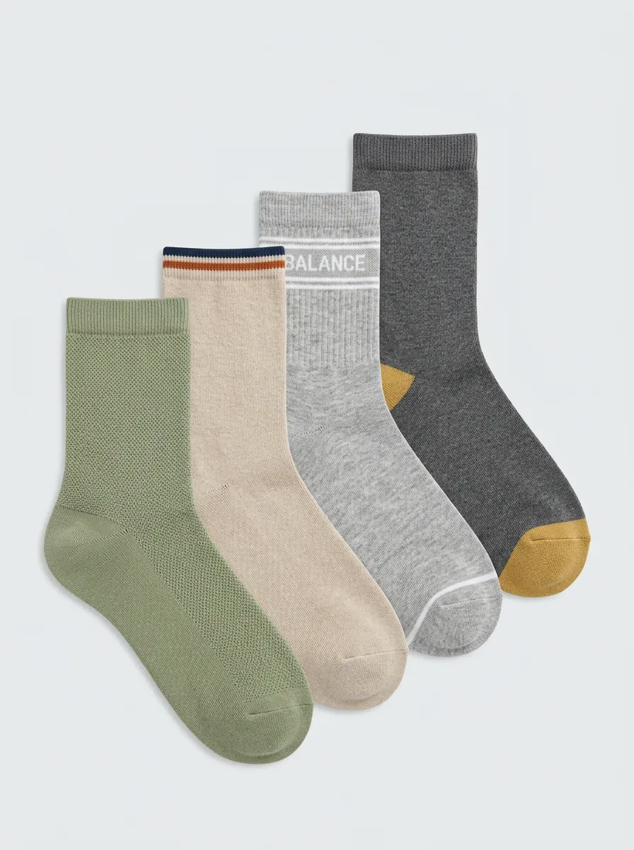 Relaxed Striped Printed Wardrobe Essential Men's Four Pair Socks
