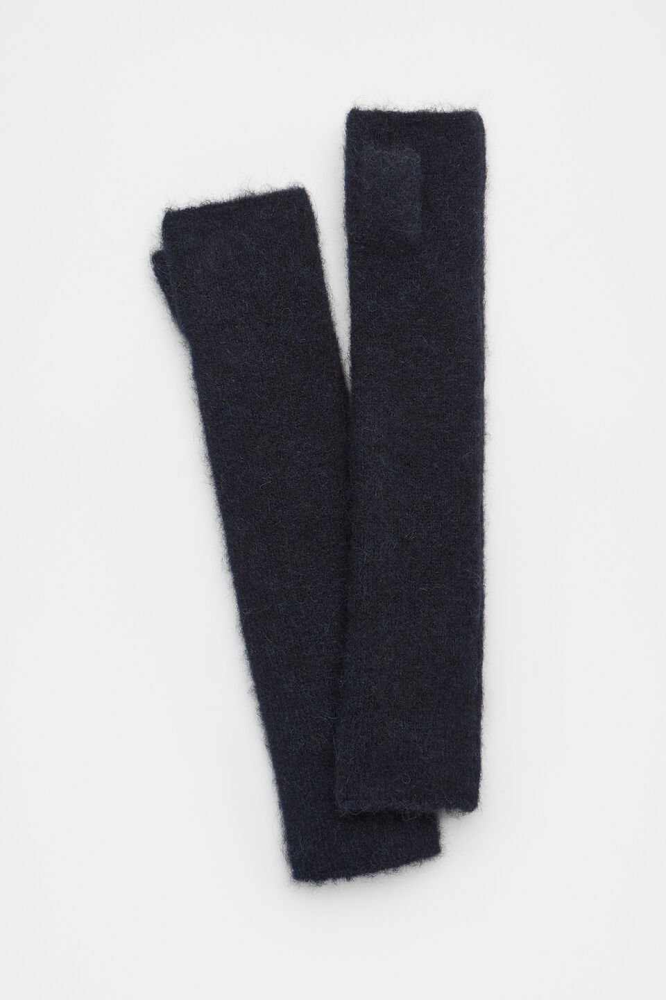 Dark Blue Fluffy Knit Arm Warmers