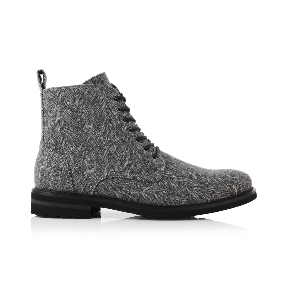 Faux-Leather Burnished Lace-Up Ankle Boots
