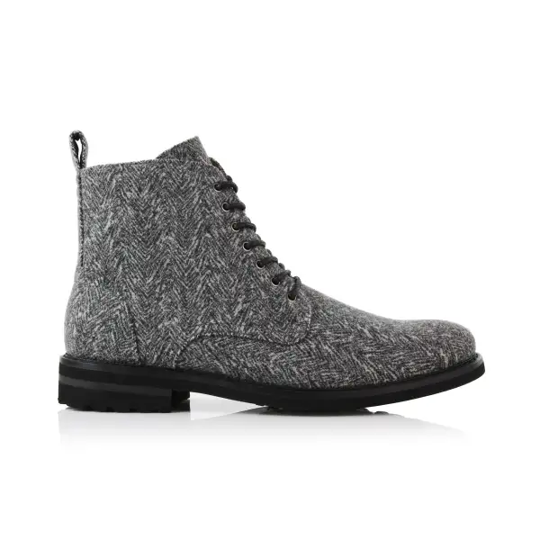 Faux-Leather Burnished Lace-Up Ankle Boots
