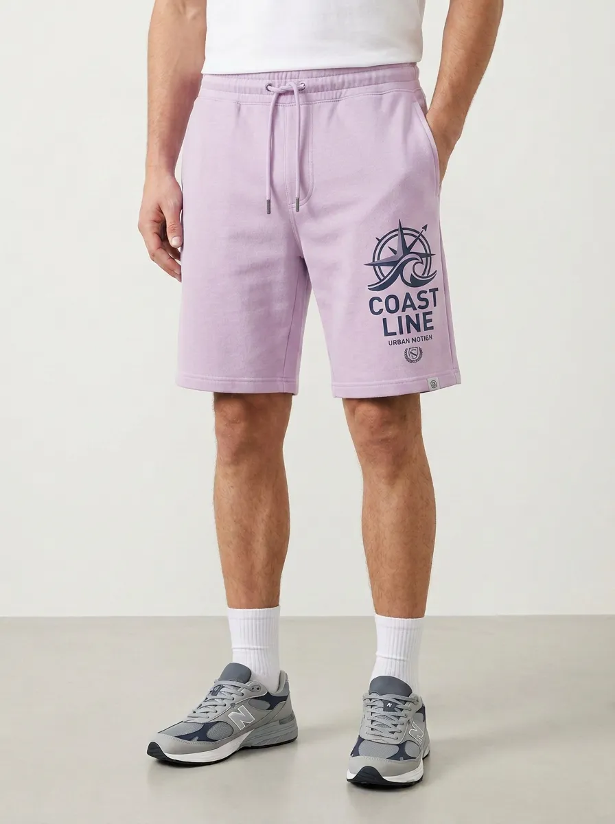 Men's Compass Wave Nautical Drawstring Printed Sweat Shorts