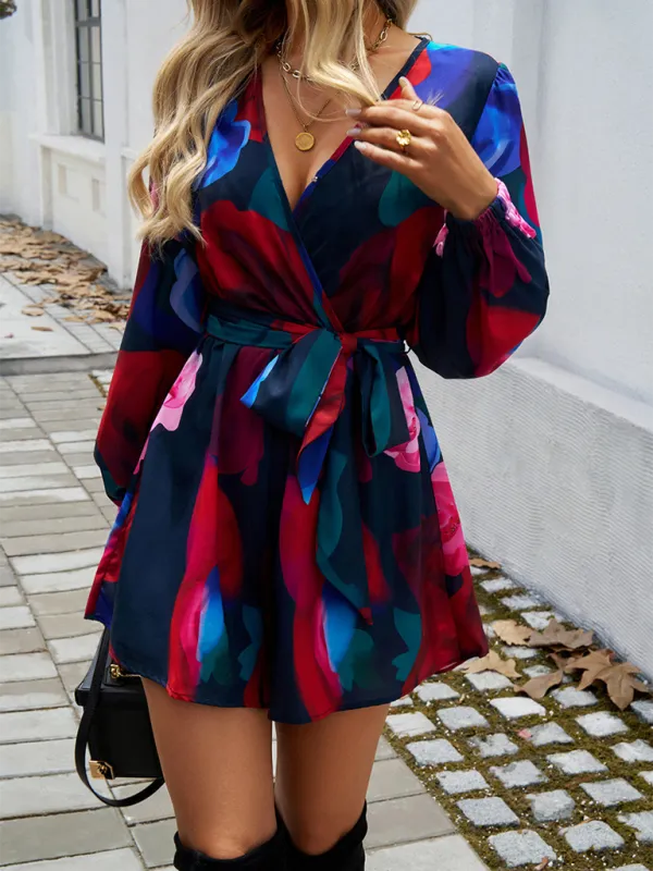 Bella Floral Long Sleeve High Waist Jumpsuit