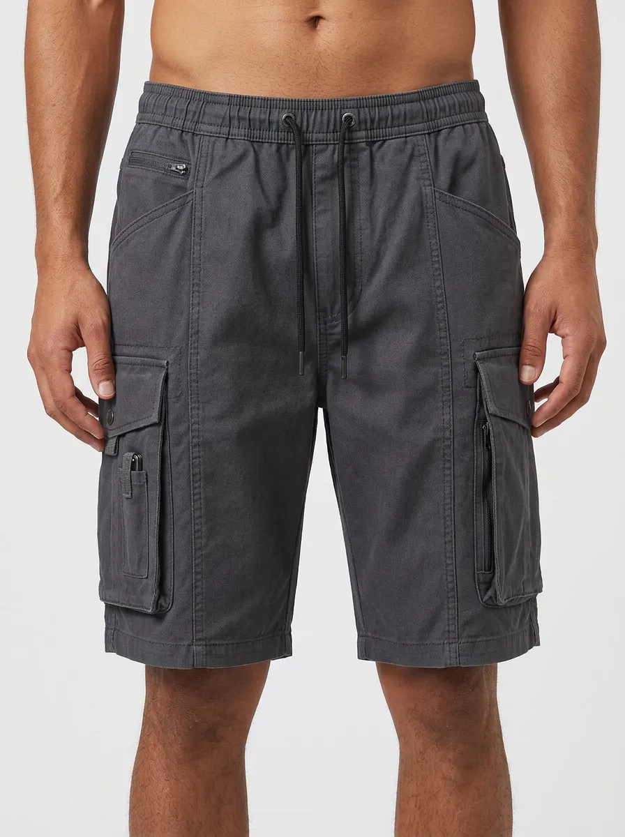 Men's Multi-Pocket Drawstring Cargo Shorts