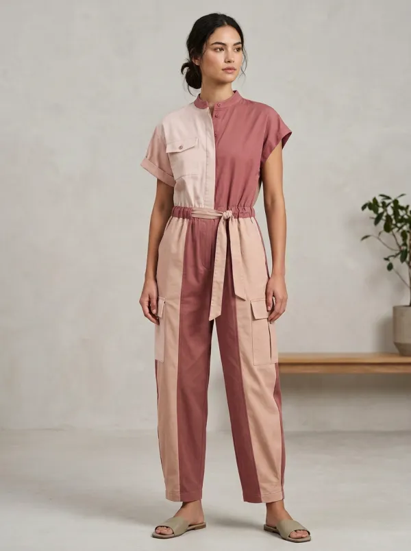 Women's Sierra Utility Patchwork Colorblock Jumpsuit