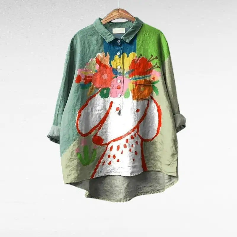 Linen Blend Soft Tailored Blouse