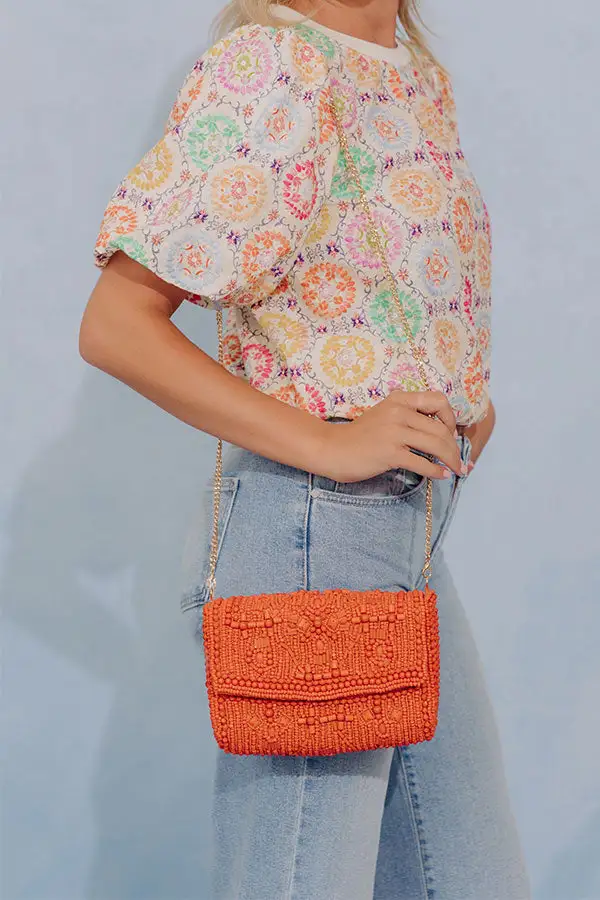 Orange Beaded Purse