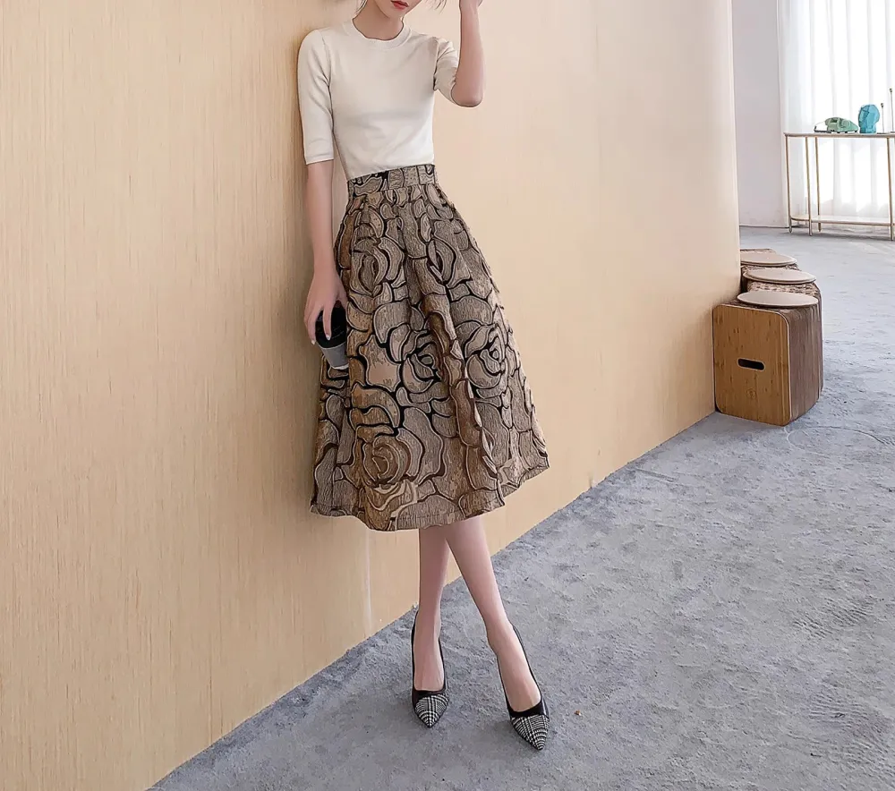 Smart Soft Everyday Casual Floral Skirt
