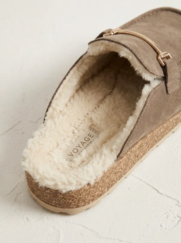 Women's Heritage Faux Fur Lined Winter Suede Wood Sole Loafers