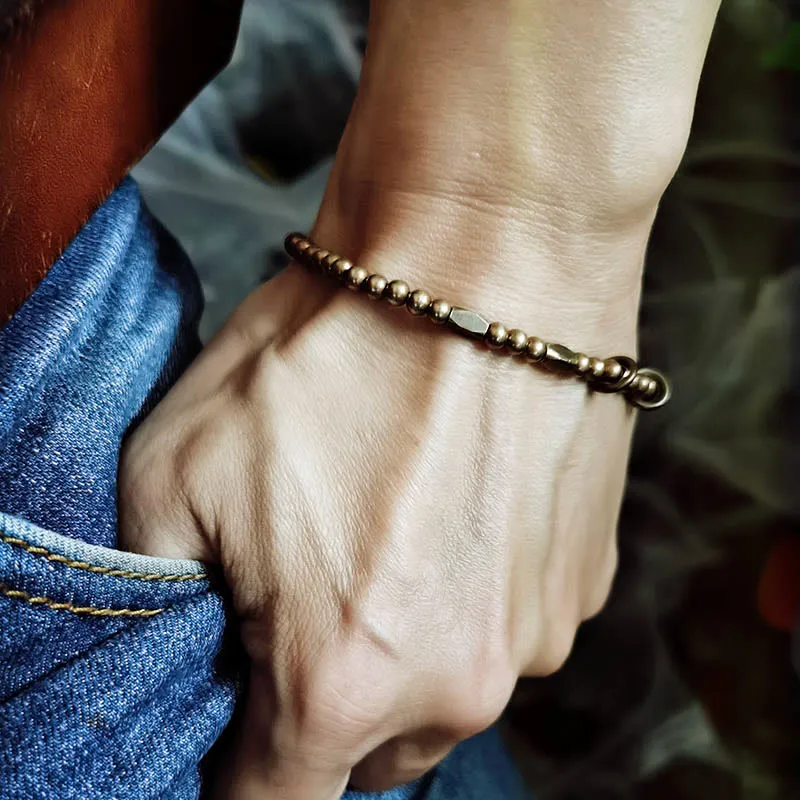 Self Care Copper Brass Beads Design Couple Bracelet