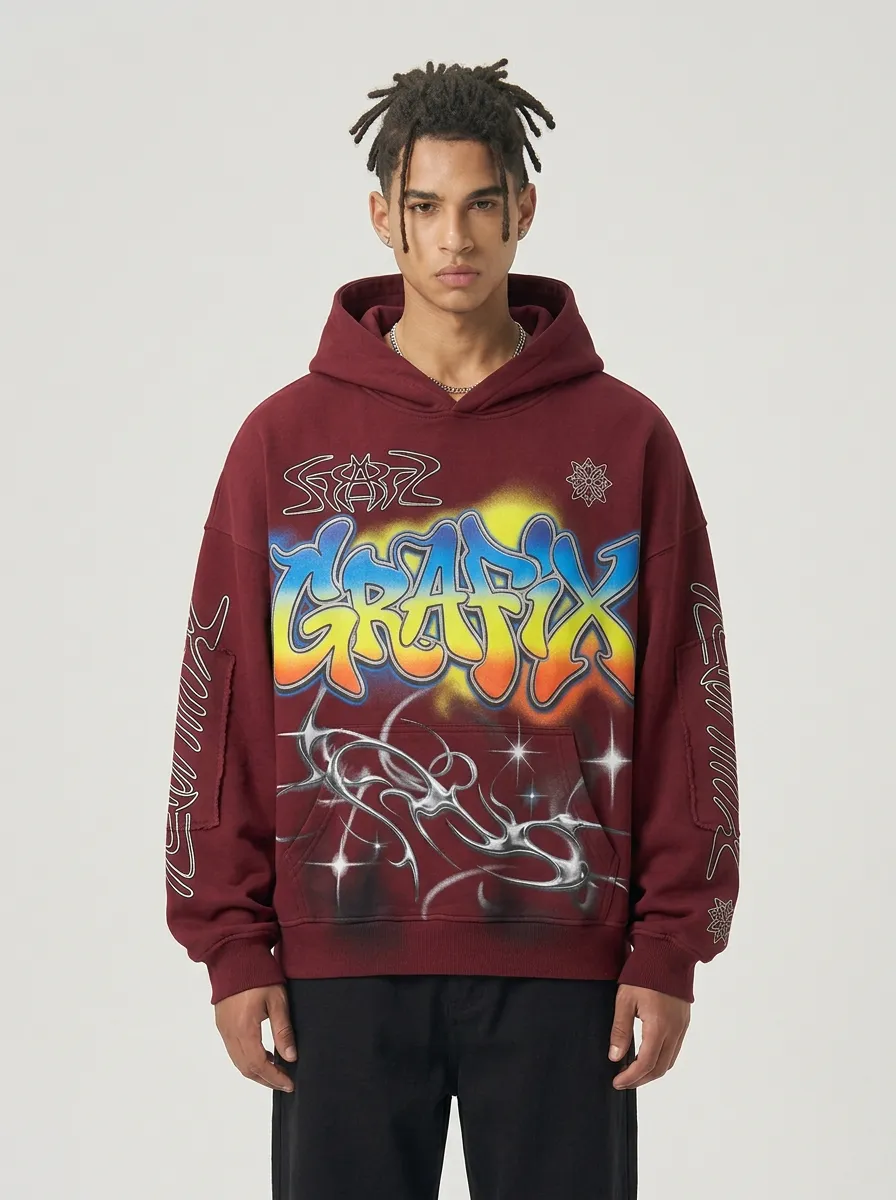 Unisex Streetwear Grafix Graffiti Y2K Star Graphic Hoodie