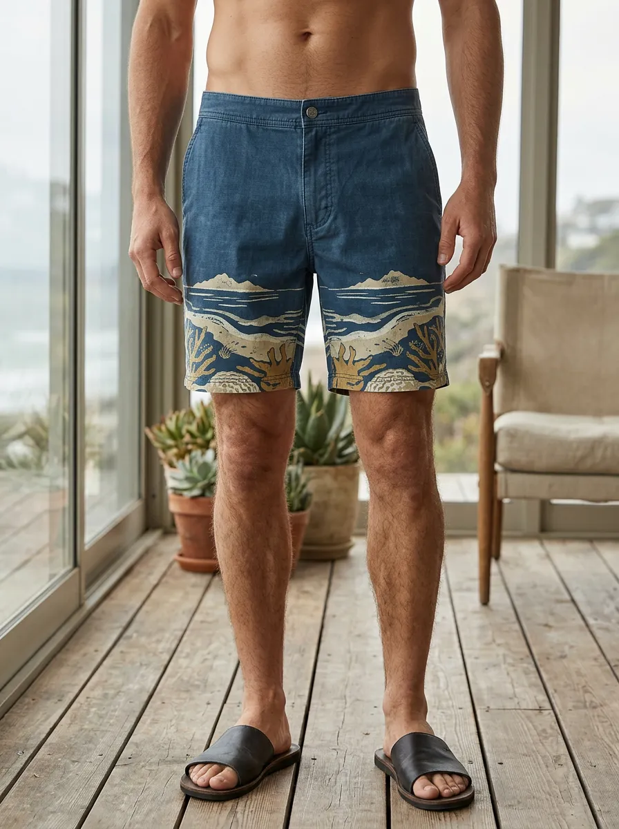 Men's Beach Ocean Coral Landscape Tailored Shorts