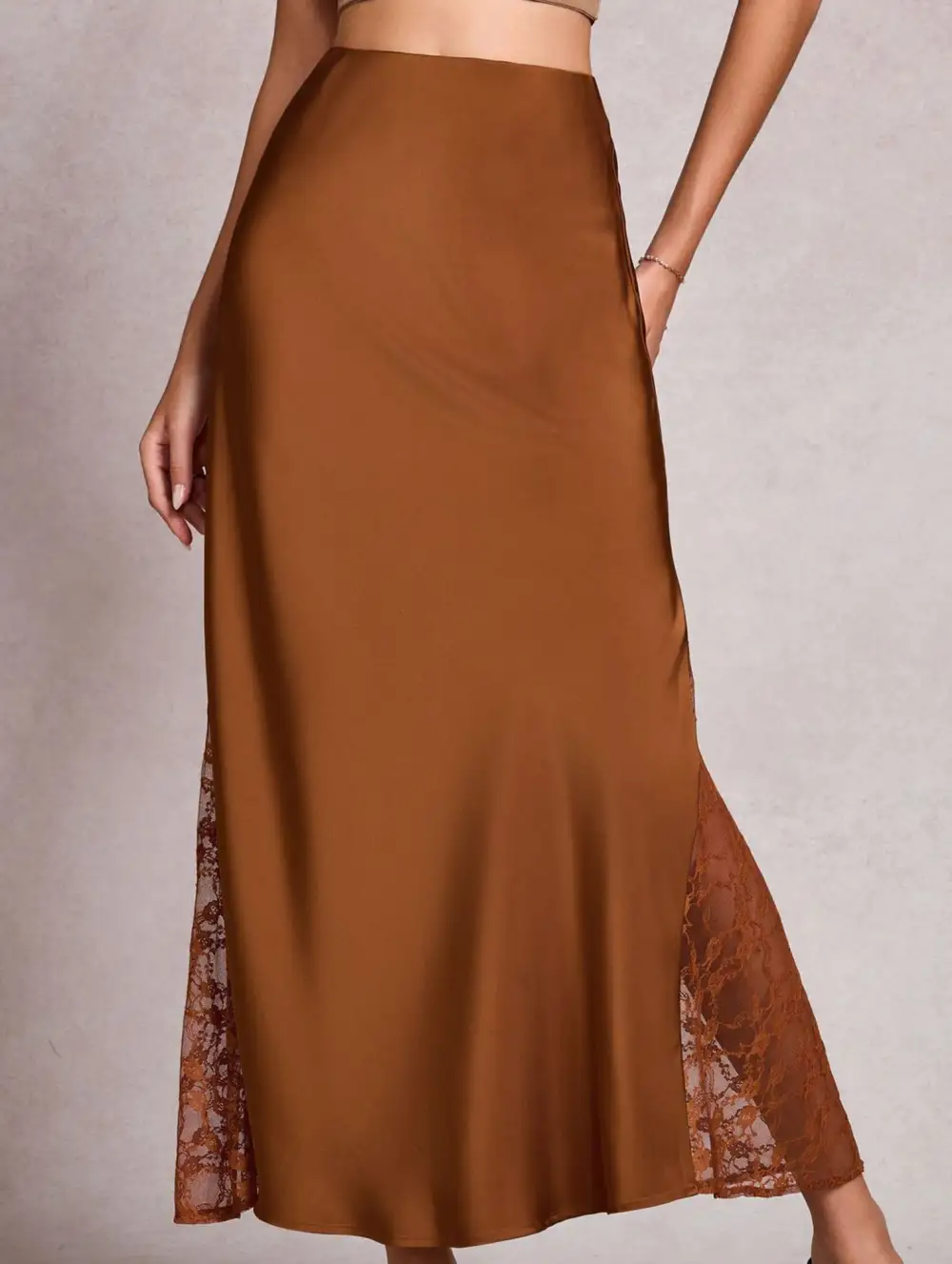 Satin Lace A Line Skirt