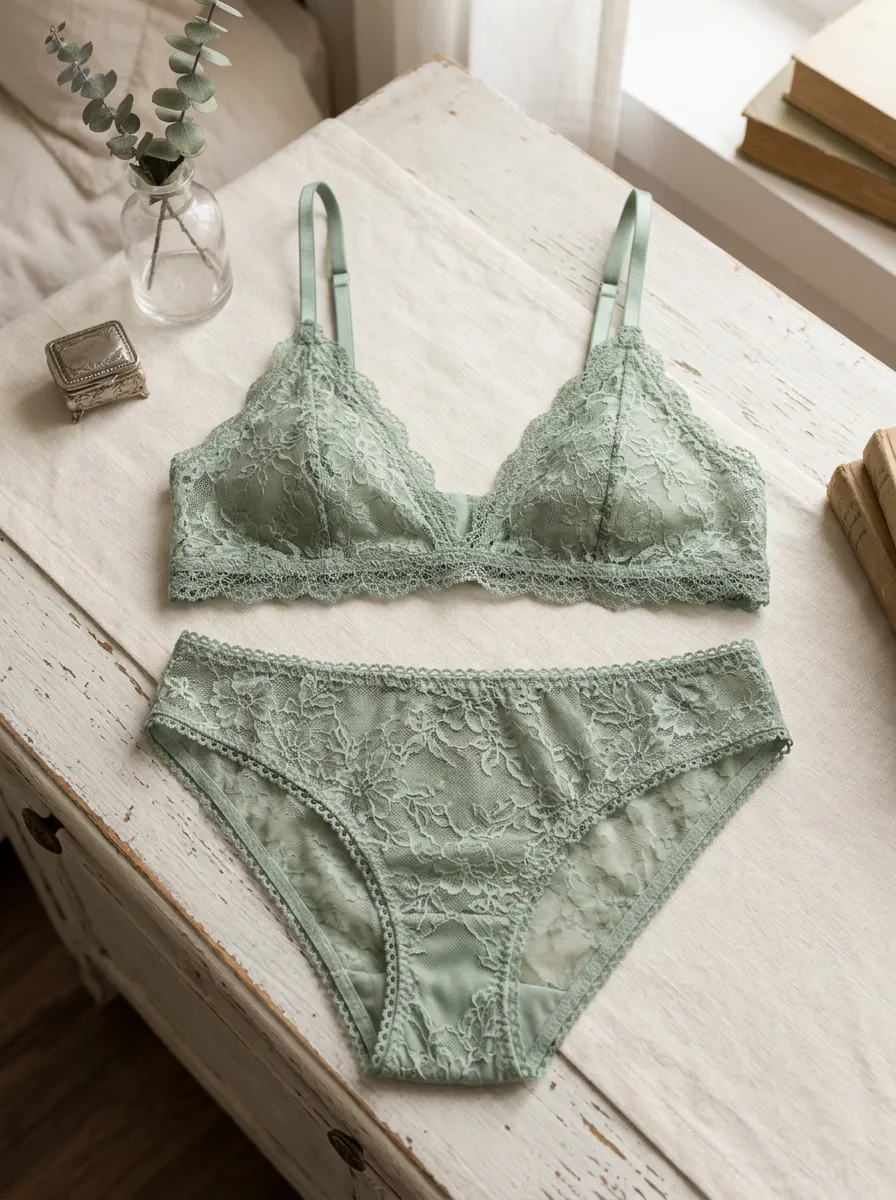 Women's Floral Lace Floral Lace Scalloped Lingerie Set