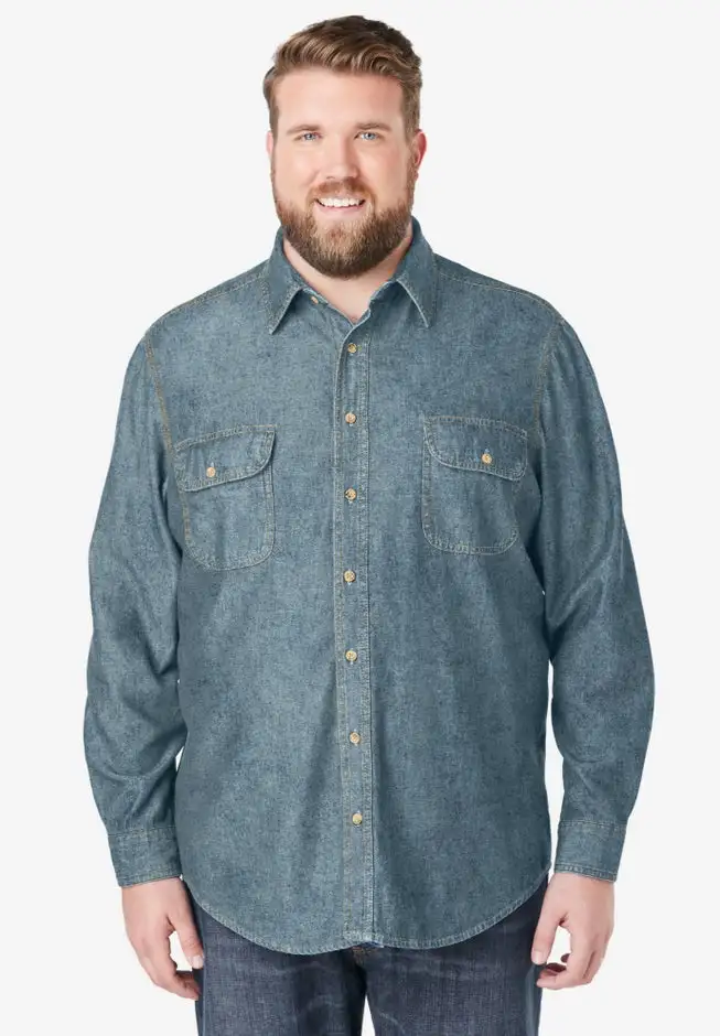 Long Sleeve Denim and Twill Shirt