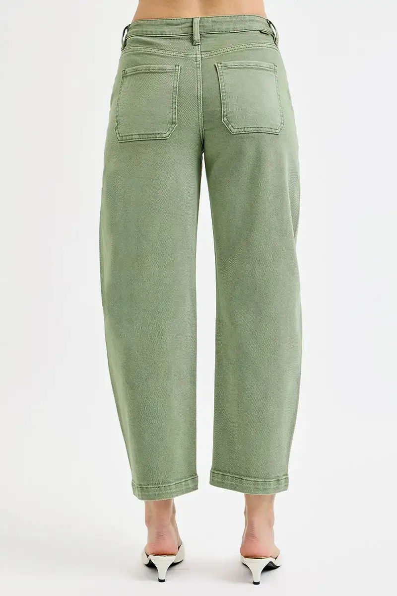Denim High Rise Barrel Leg Pocketed Jeans