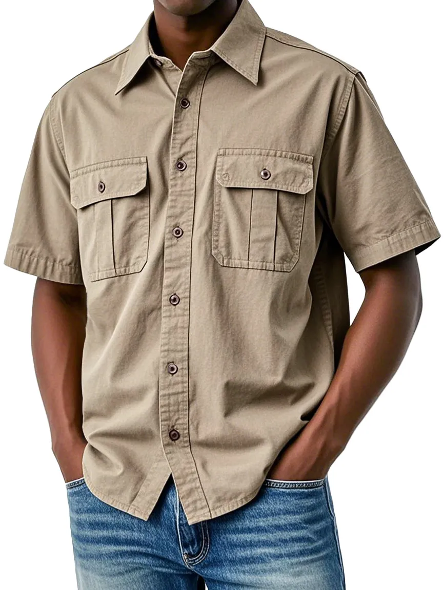 Clean Cut Short Sleeve Double Pocket Shirt