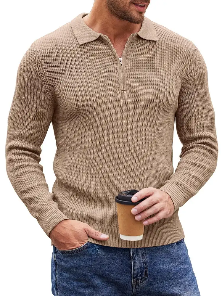 Classic Quarter Zip Knit Polo Sweater