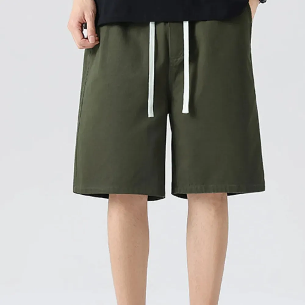 Drawstring Wide Leg Washed Casual Shorts
