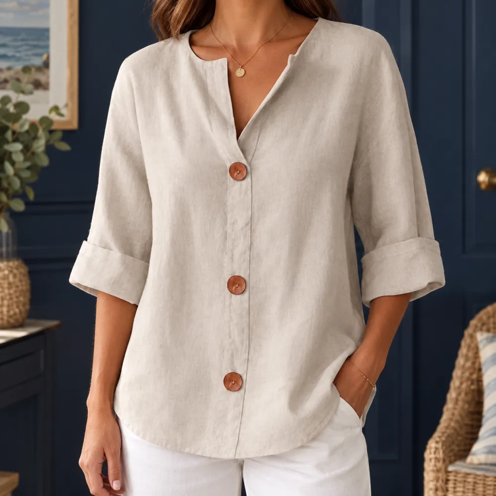 Relaxed Cotton-Linen Blouse