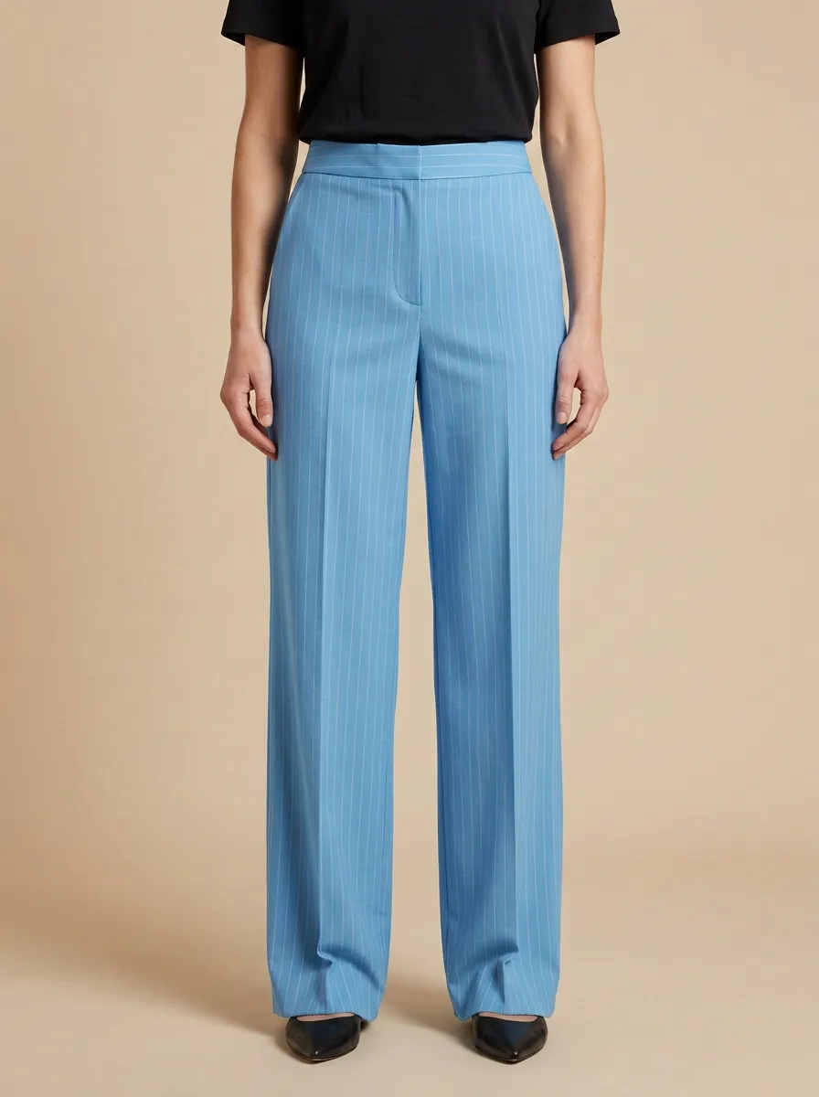Casual Pinstripe Wide Leg Pants