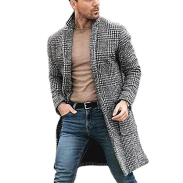 Structured Long Plaid Coat