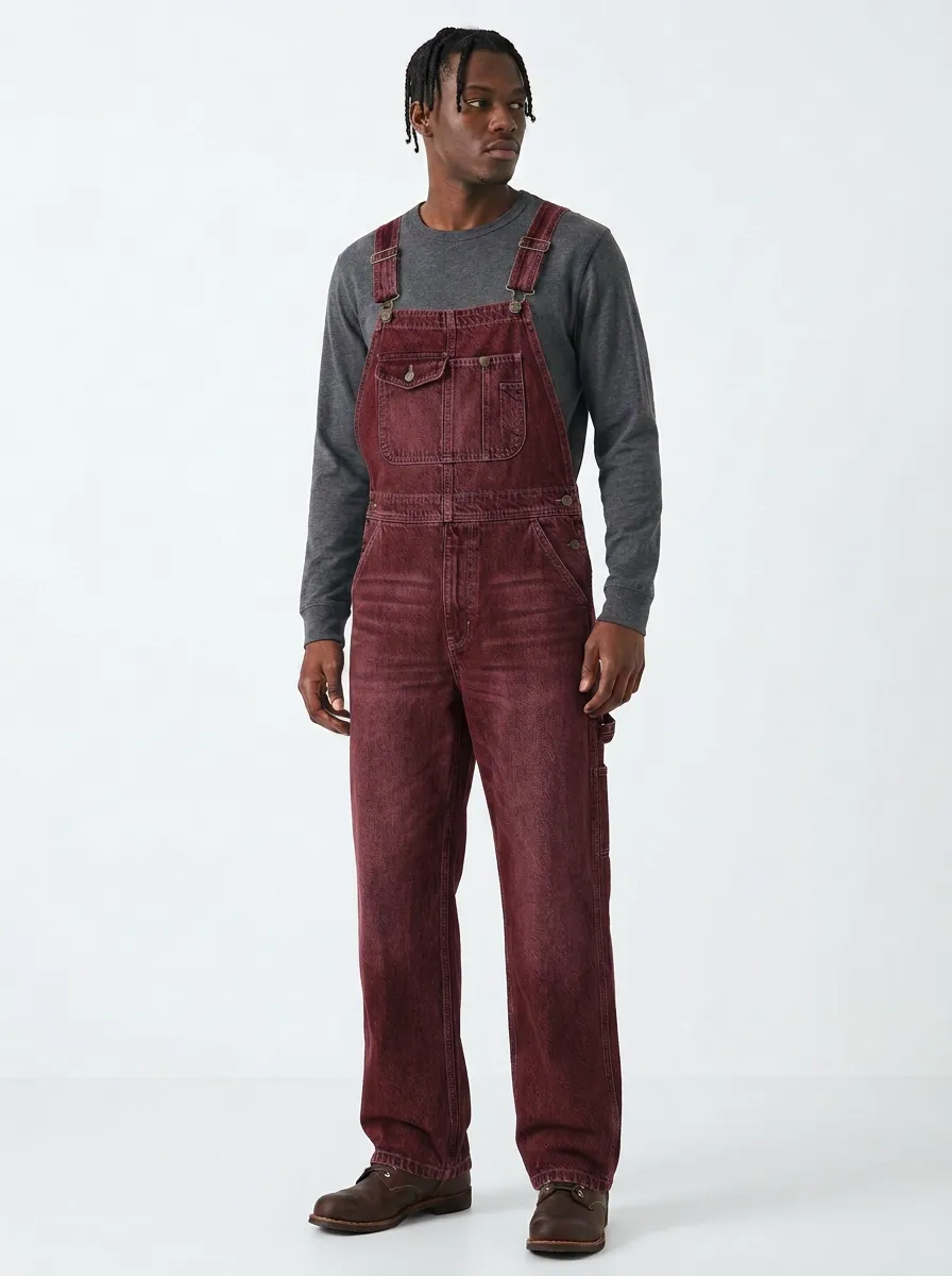 Men's Casual Vintage Washed Denim Bib Overalls
