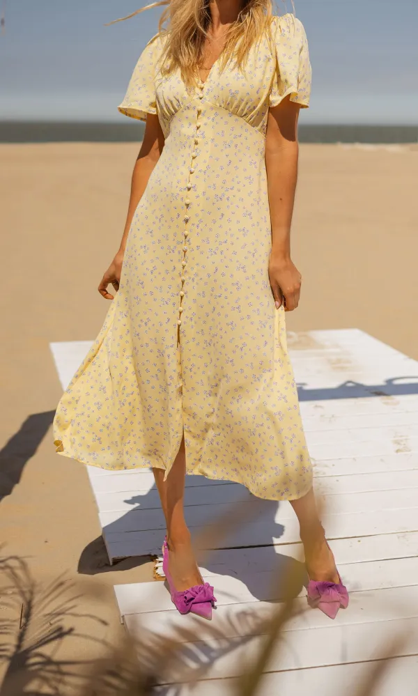 Satin Finish Short Sleeve Maxi Dress