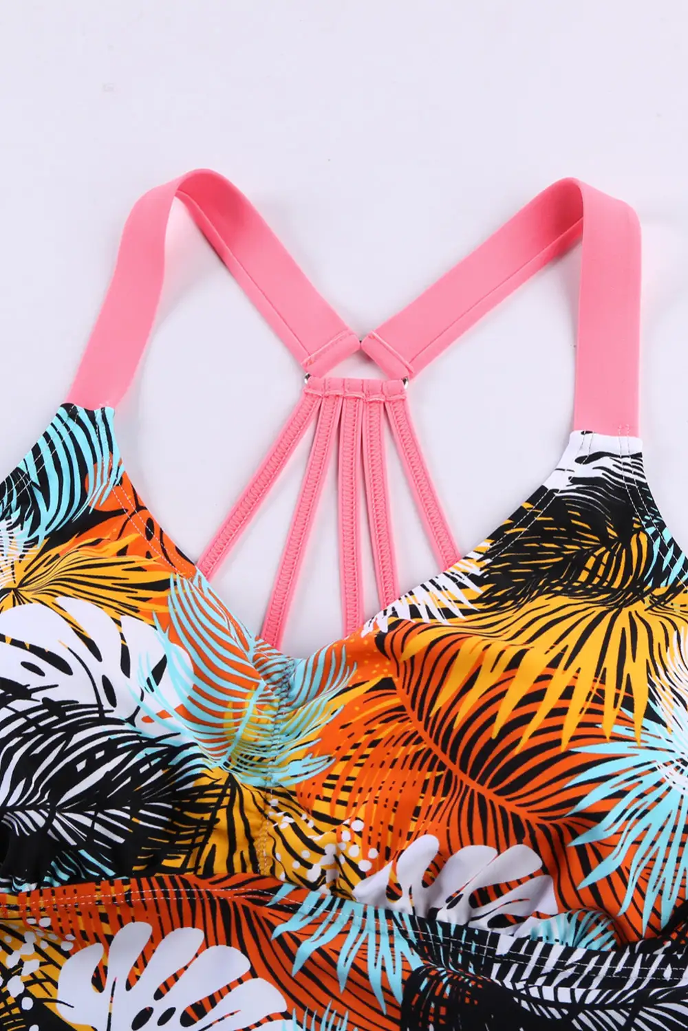 Swimwear Floral Printed Strappy Racerback Tankini Swim Top