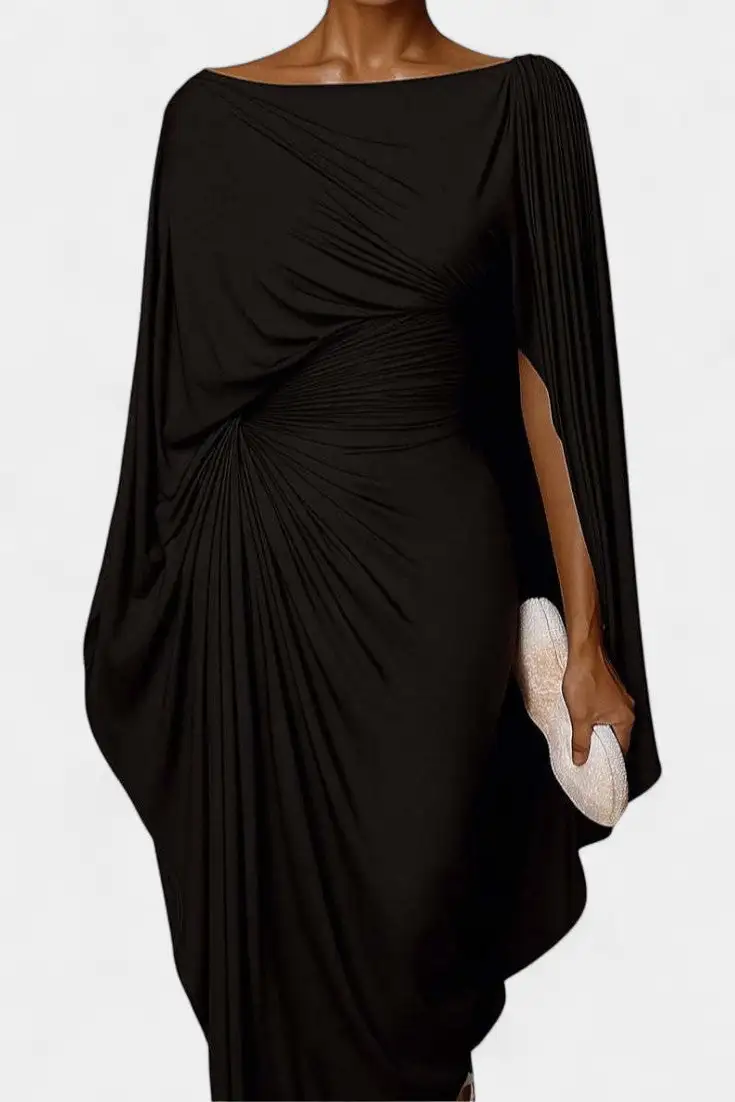 Draped Cape Maxi Dress