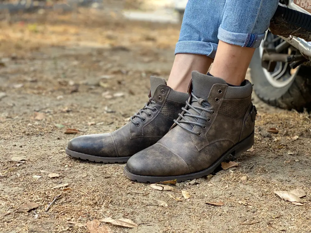 Faux-Suede Suede Faux-Leather Combat Boots